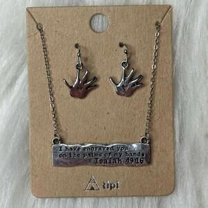 Tipi Jewelry Necklace & Earring set - Isaiah 49:16 Engraving